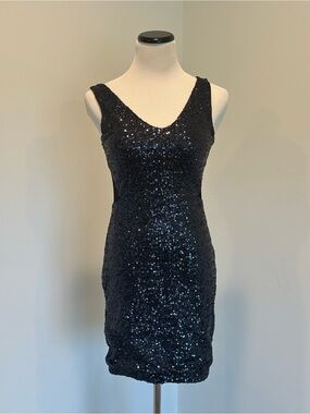 La Cite Sequin V-Neck Cocktail Dress